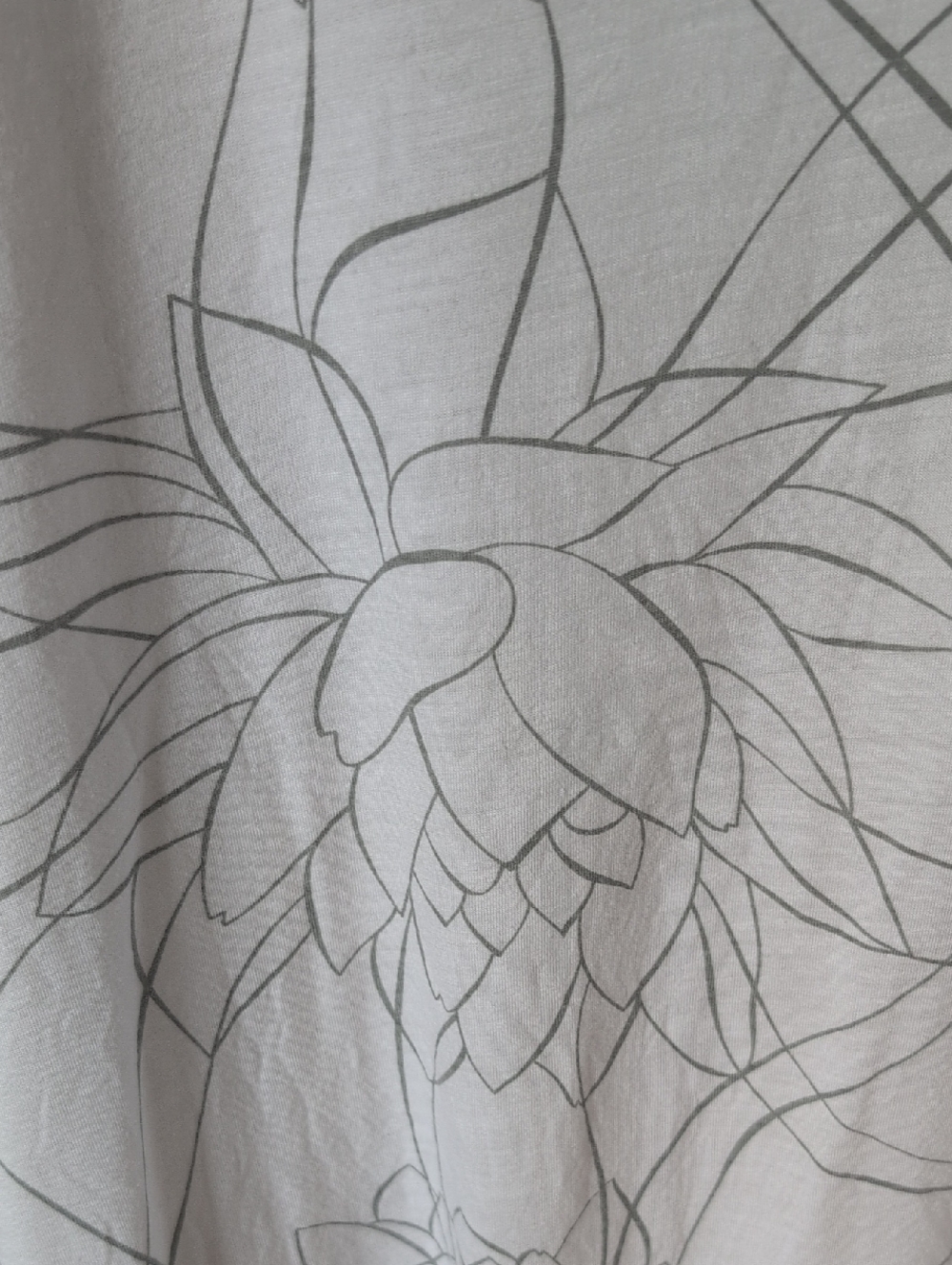 Knit Chalet Tunic, White with Grey Lotus Print - Picture 2 of 8